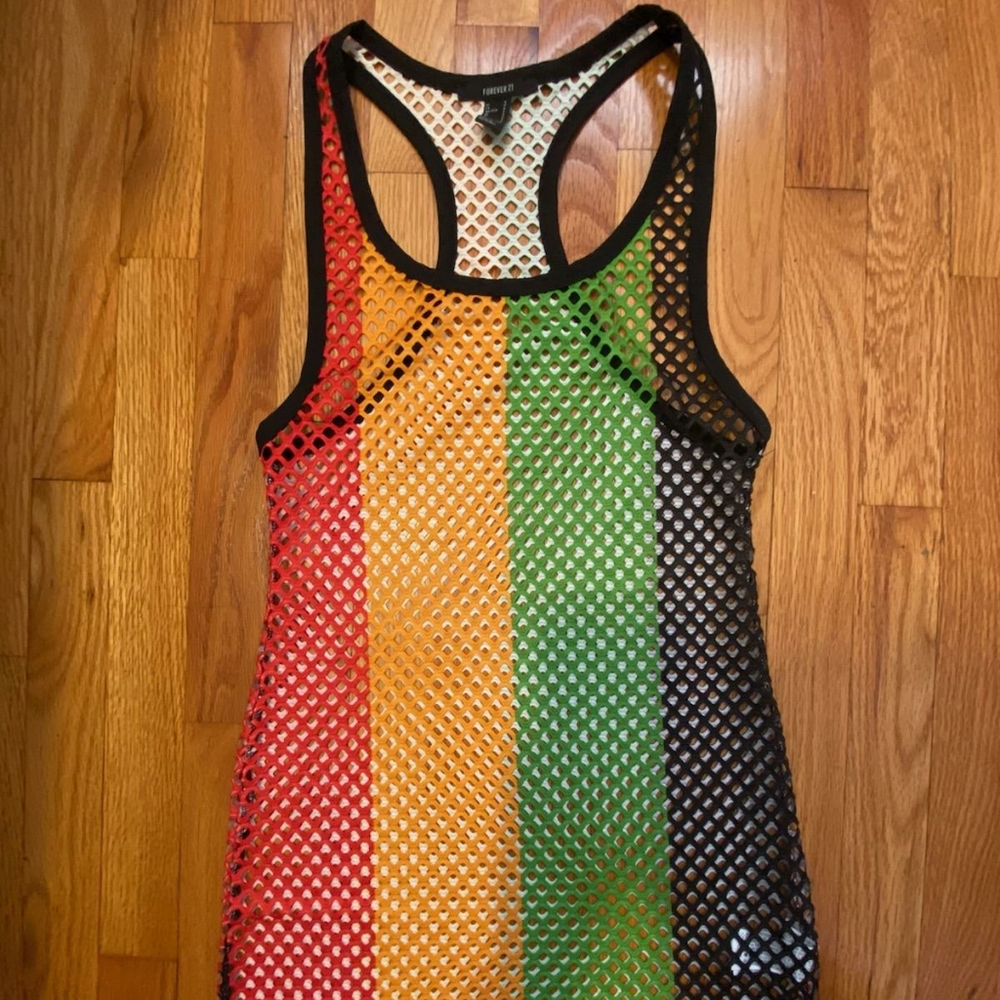 Womens rasta mesh tank